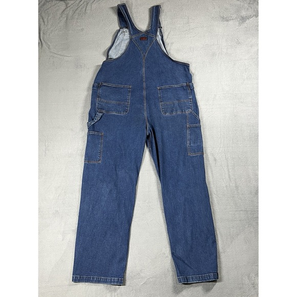 FiveBrother Bib Overalls 38x34 Blue Carpenter Workwear Construction Denim - Picture 2 of 11